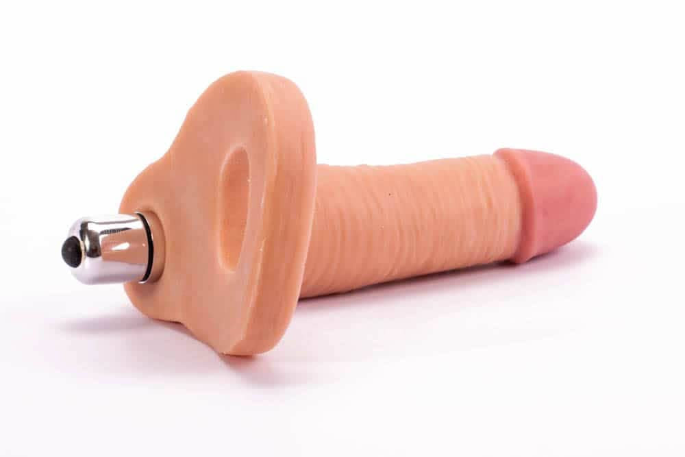 Ultra Soft Double 1 - Strap-on realist, cu vibrații, 14.7 cm - detaliu 4