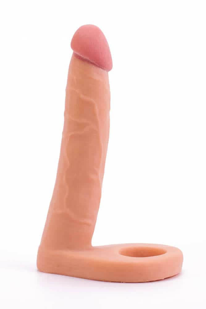 Ultra Soft Double 2 - Strap-on realist, flesh, 15.8 cm - detaliu 1