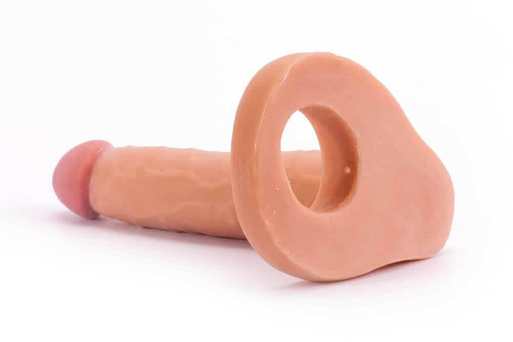 Ultra Soft Double 2 - Strap-on realist, flesh, 15.8 cm - detaliu 2