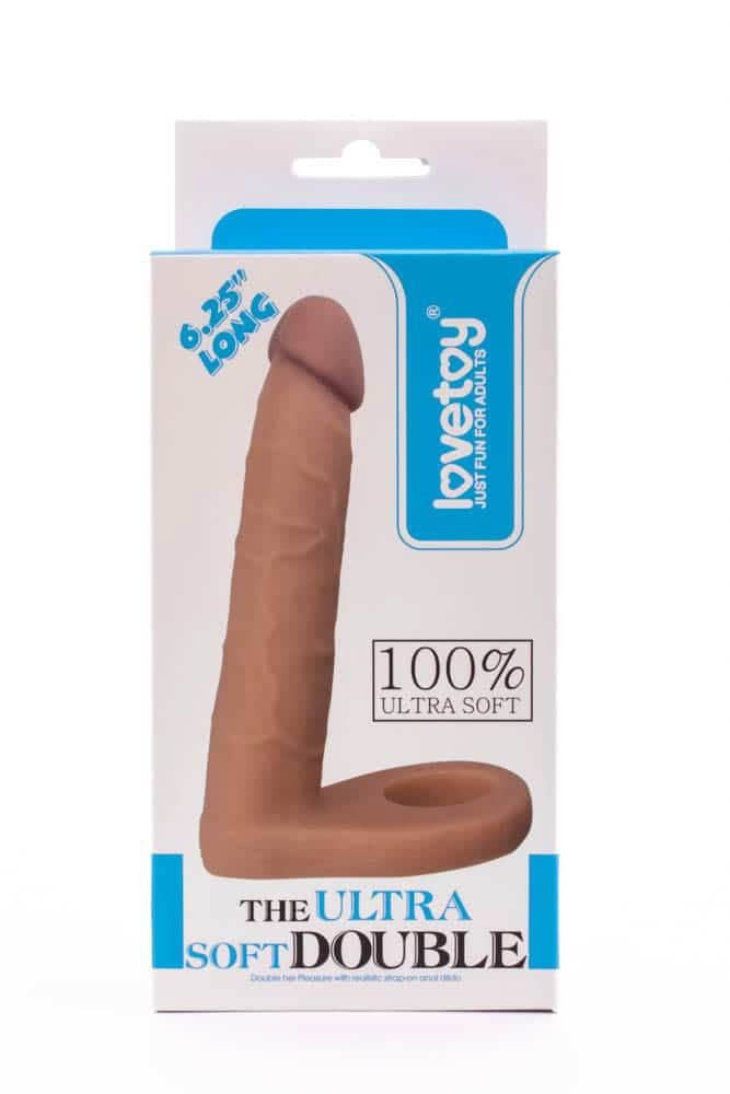 Ultra Soft Double 2 - Strap-on realist, flesh, 15.8 cm - detaliu 5