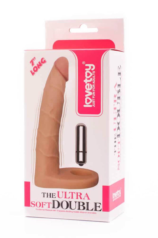 Ultra Soft Double 3 - Strap-on realist, cu vibrații, 17.8 cm - detaliu 2