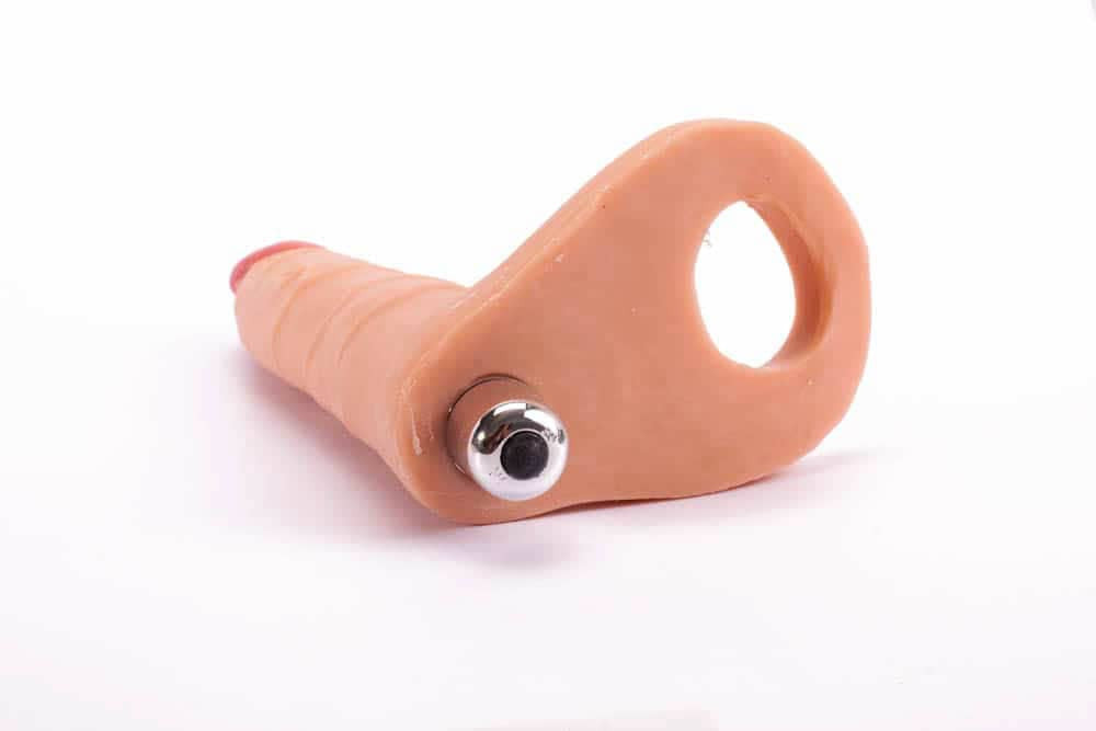 Ultra Soft Double 3 - Strap-on realist, cu vibrații, 17.8 cm - detaliu 7