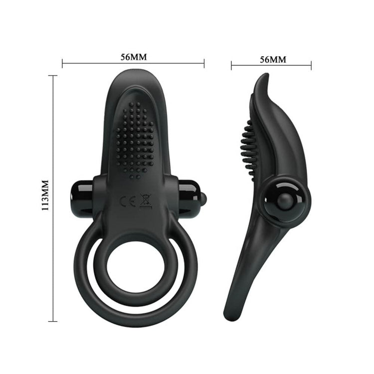 Vibrant Penis - Inel cu vibrații pentru penis, negru, 11.3 cm - detaliu 2