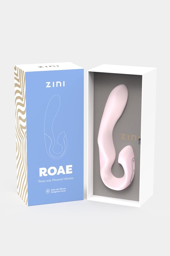 Vibrator Zini Roae SE Three-way Pleasure Roz, 19.5x3.5 cm - detaliu 2