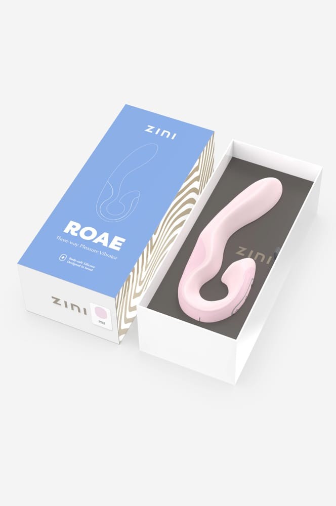 Vibrator Zini Roae SE Three-way Pleasure Roz, 19.5x3.5 cm - detaliu 3