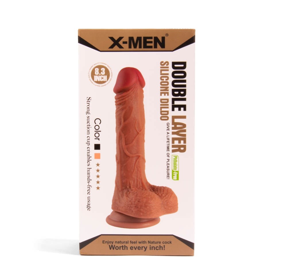 X-MEN Dual Layered - Dildo realist, maro, 21 cm - detaliu 5