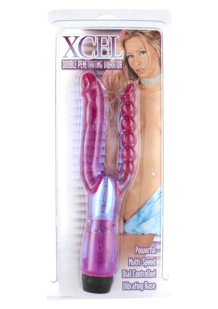 Xcel Double Penetrating - Vibrator Dublu Violet, 22 cm - detaliu 1