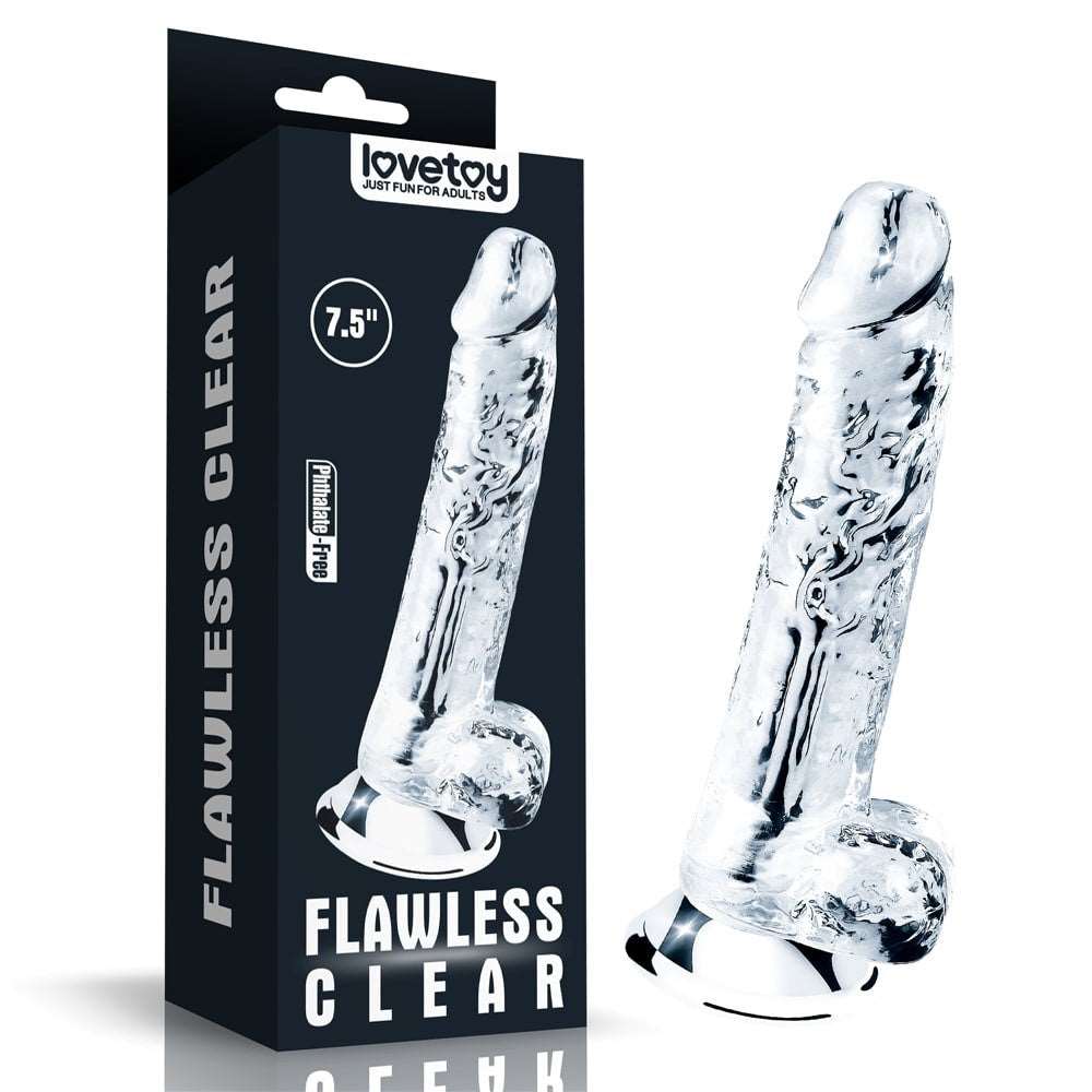 7.5''  Flawless Clear - Dildo Realistic Transparent, 19 cm - detaliu 5