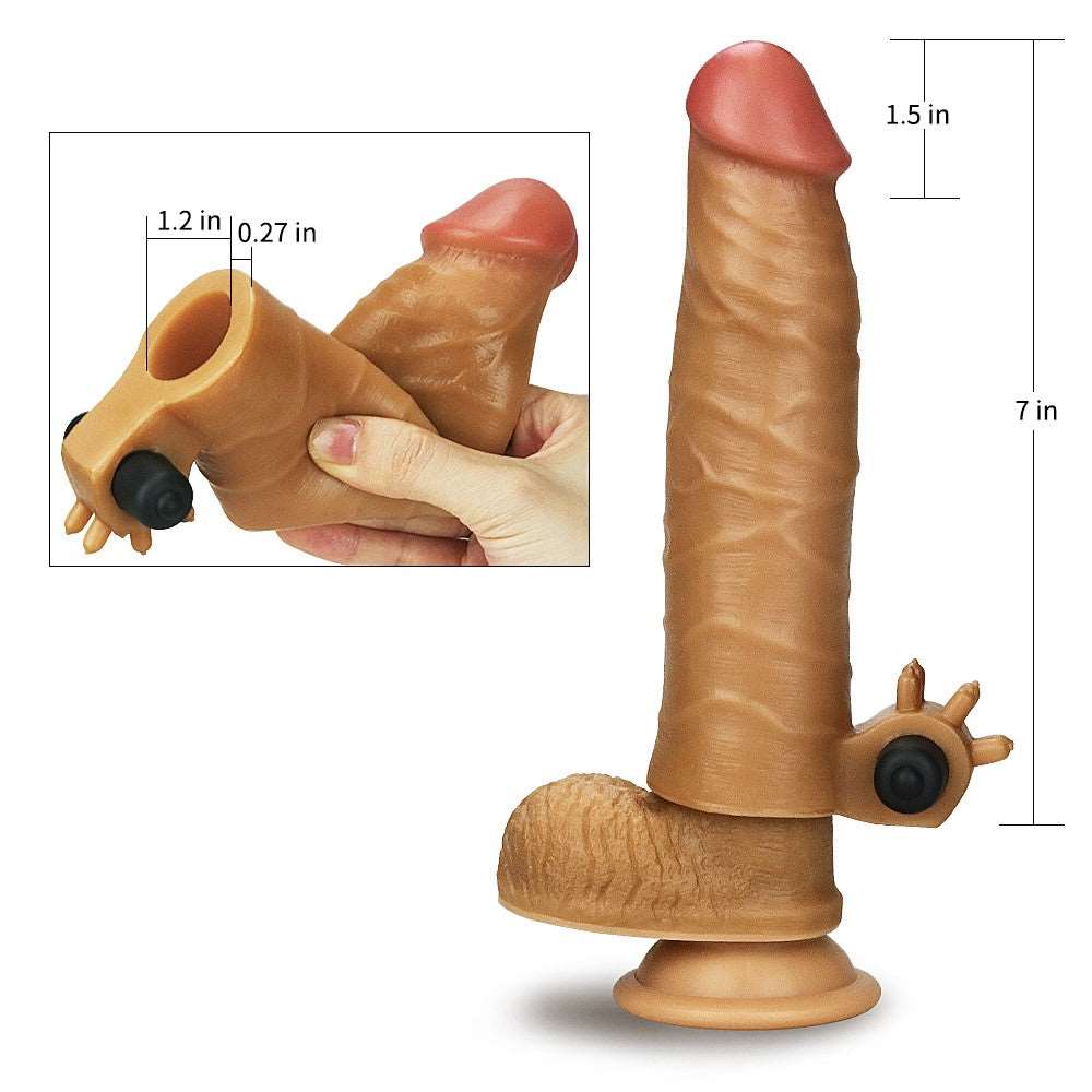 Adauga 3.8 cm -  Manson Prelungire Penis Realistic cu Glont Vibrator - detaliu 2