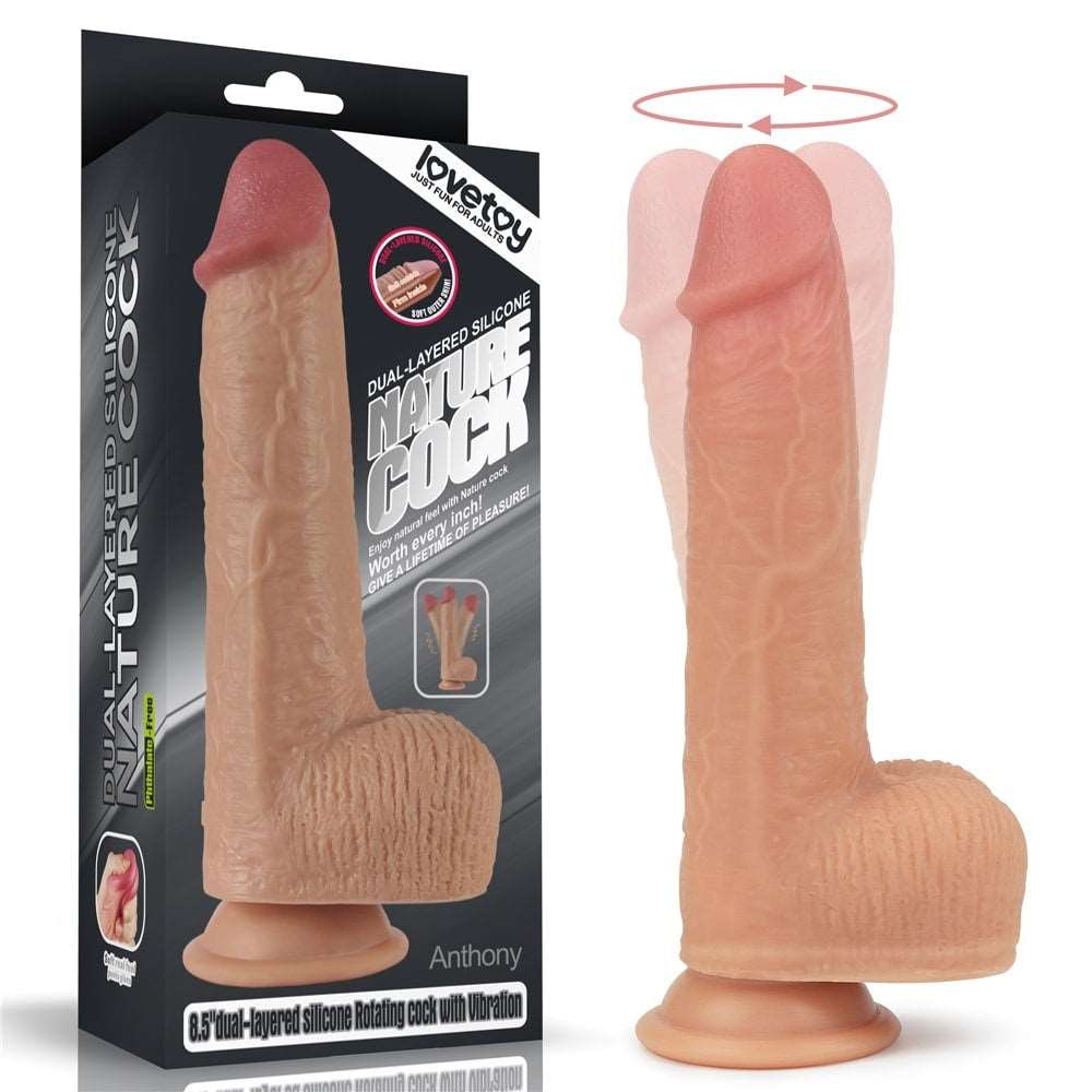 Anton cel Beton - Vibrator Realistic cu Functie Rotatie si Incalzire, 21,5 x 4 cm - detaliu 6