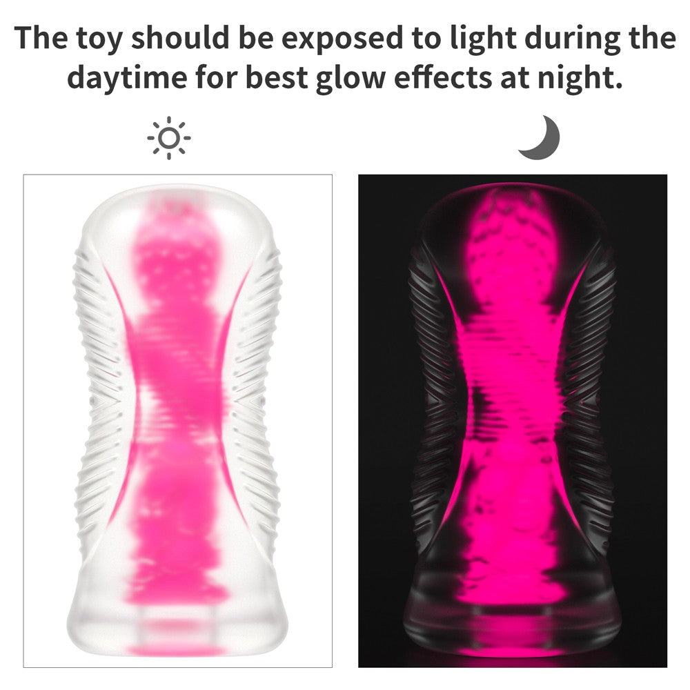 Lumino Play - Masturbator fluorescent, roz, 15 cm - detaliu 15