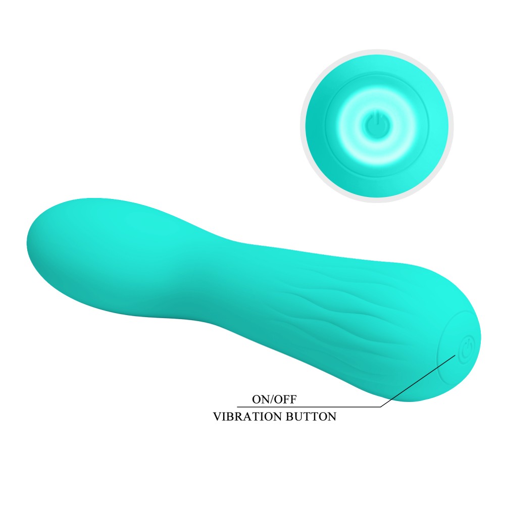 Vibrator G-spot din silicon moale, Pretty Love Faun Green, cu funcții multiple și contururi senzuale.