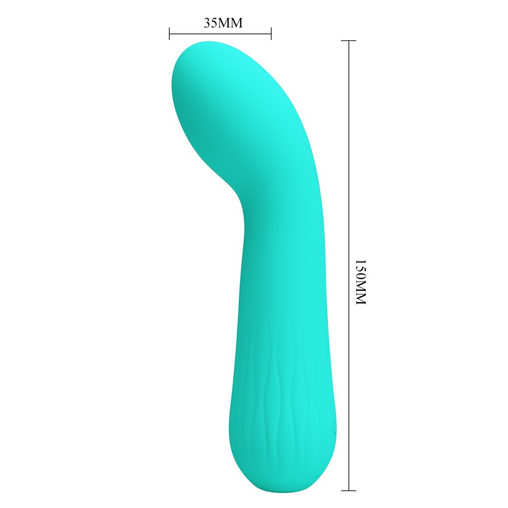 Vibratorul G-spot Pretty Love Faun Green, din silicon moale, cu design curbat pentru momente de plăcere intensă.