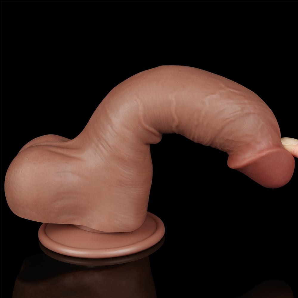 Sliding Skin - Dildo realist, maro, 20 cm - detaliu 11