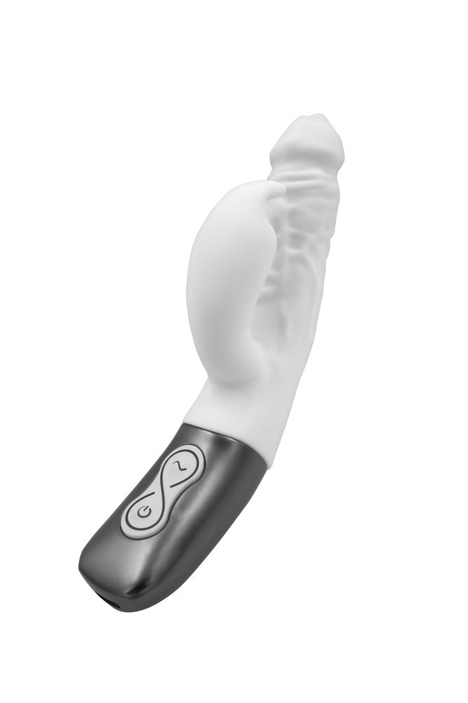 TITANZ 7" SILICONE RECHARGEABLE VIBRATOR IN IVORY WHITE - detaliu 1