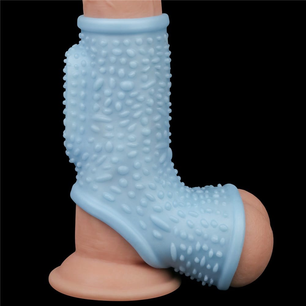 Vibrating Drip Knights Ring with Scrotum Sleeve Blue - detaliu 1