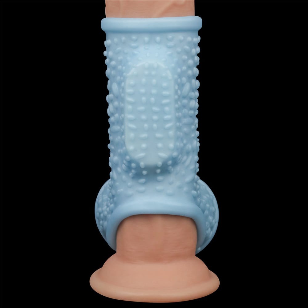 Vibrating Drip Knights Ring with Scrotum Sleeve Blue - detaliu 2