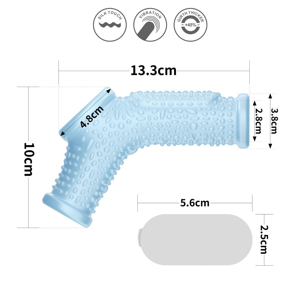 Vibrating Drip Knights Ring with Scrotum Sleeve Blue - detaliu 7