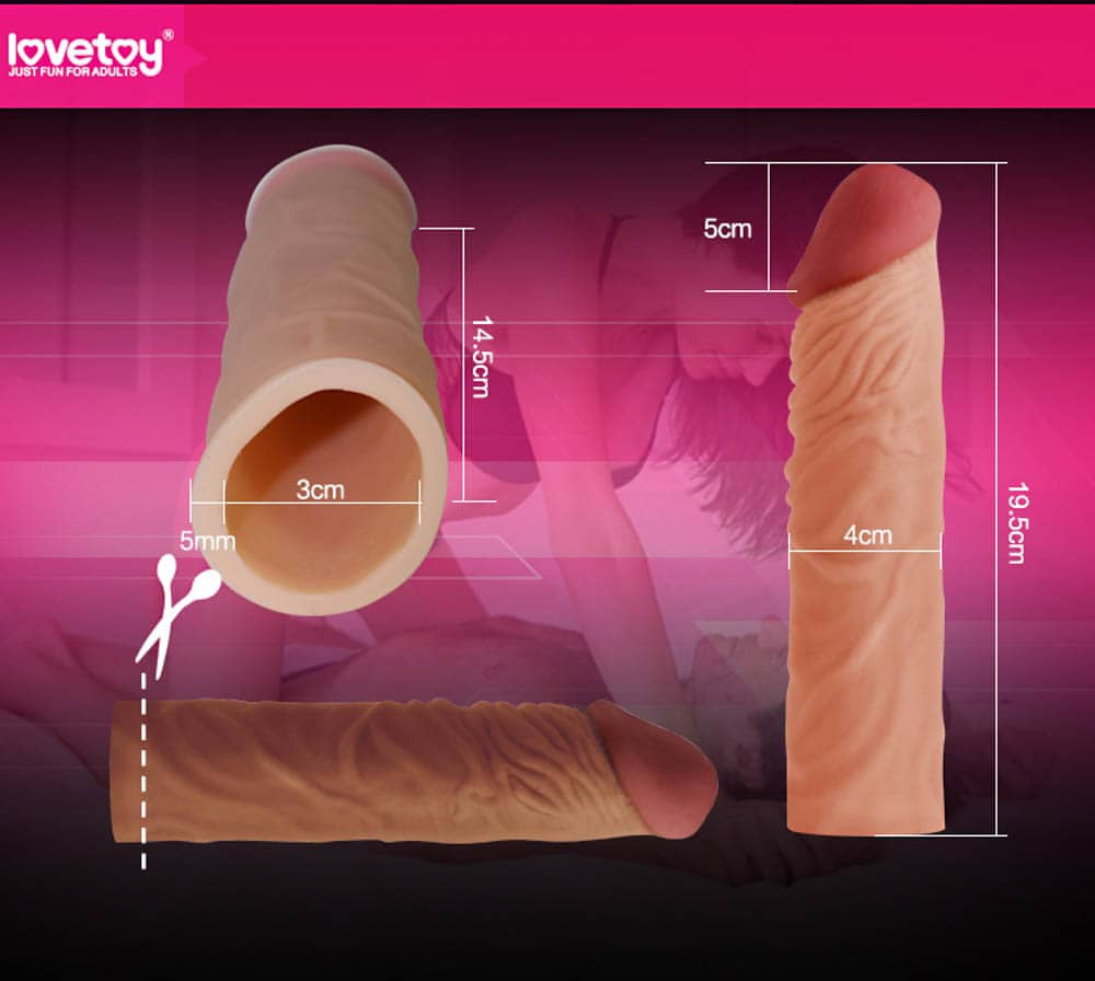 Pleasure X-Tender 1 - Manșon prelungire penis, 18.5 cm, maro