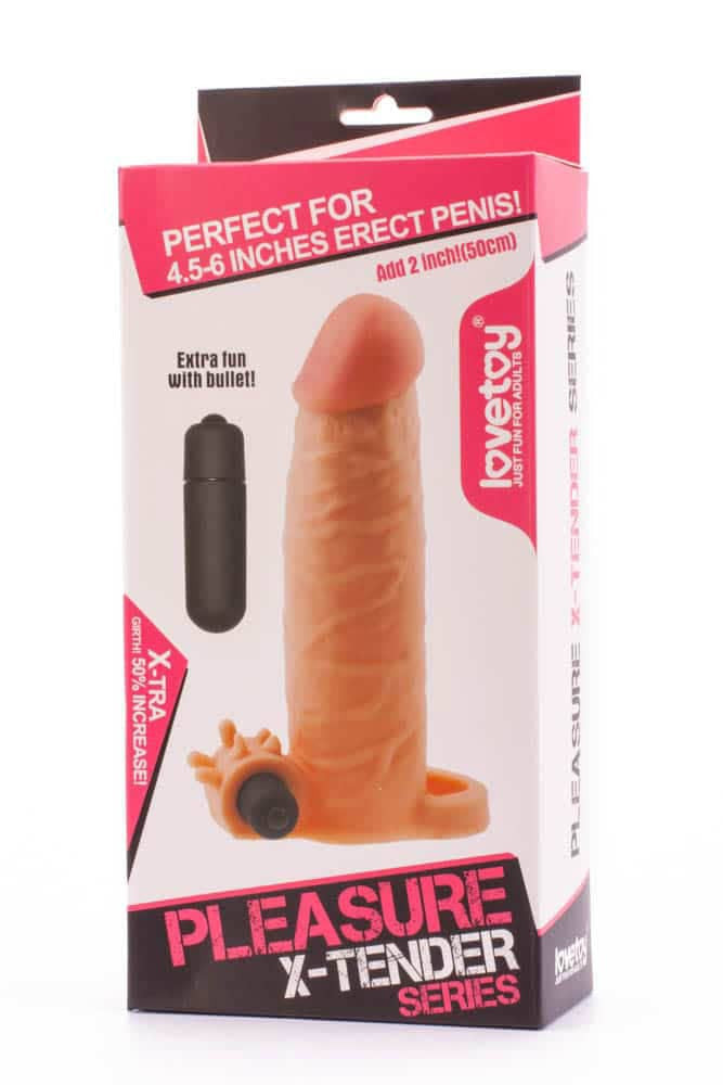Pleasure X-Tender - Manșon prelungitor penis cu vibrații, 13 cm