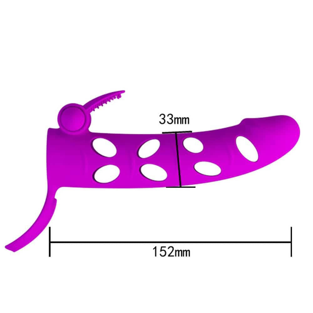 Pretty Love - Prelungitor penis cu inel și vibrații, 15 cm, roz - dimensiuni