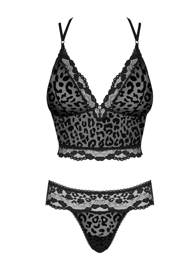 Leopardul Negru - Set lenjerie sexy pentru femei, L/XL