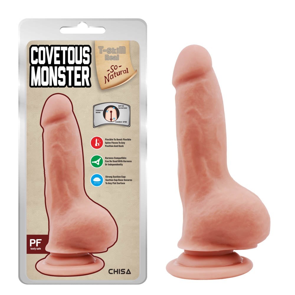 Monstru Lacom - Dildo Realistic cu Testicule și Ventuză 20 cm