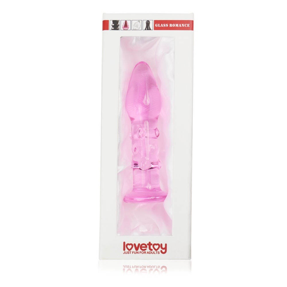 5.5" Glass Romance Pink - Butt Plug din Sticla, 13,9 cm - detaliu 1