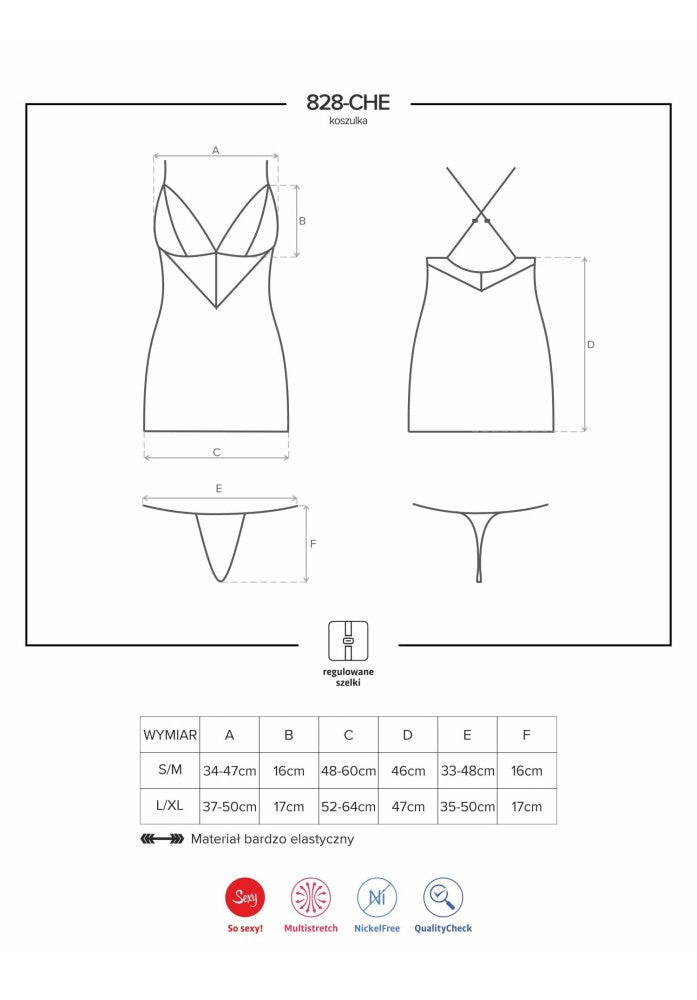 828-CHE-1 chemise & thong  S/M - detaliu 4