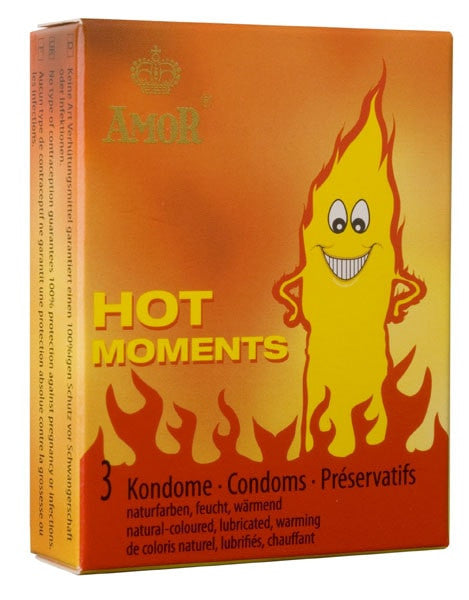 Amor Hot Moments - Prezervative cu efect încălzire, 3 buc