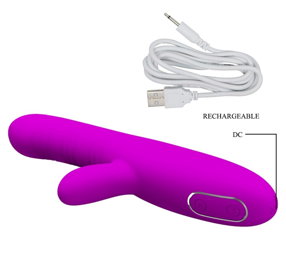 Angelique - Vibrator iepuraș, mov, 22 cm