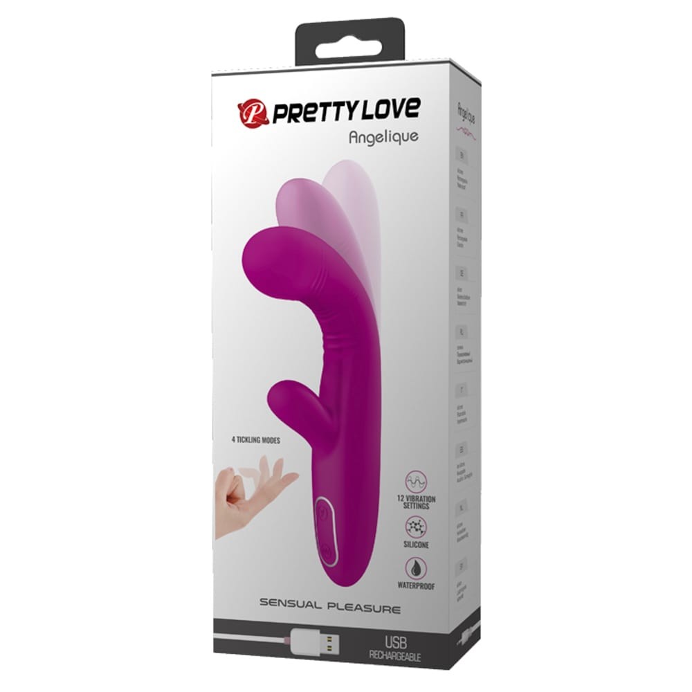 Angelique - Vibrator iepuraș, mov, 22 cm - detaliu 4