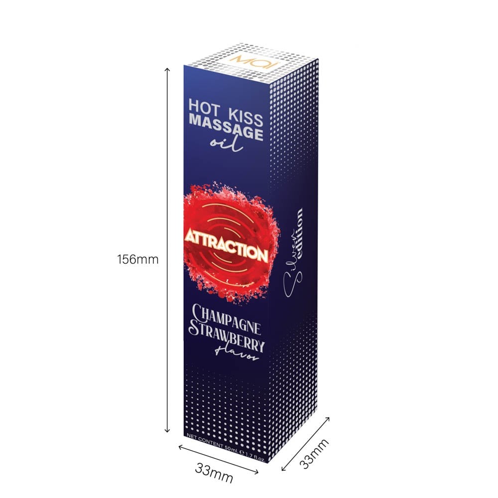 Attraction Champagne Strawberry - Ulei de Masaj Comestibil cu Aroma Capsuni, 50 ml - detaliu 1