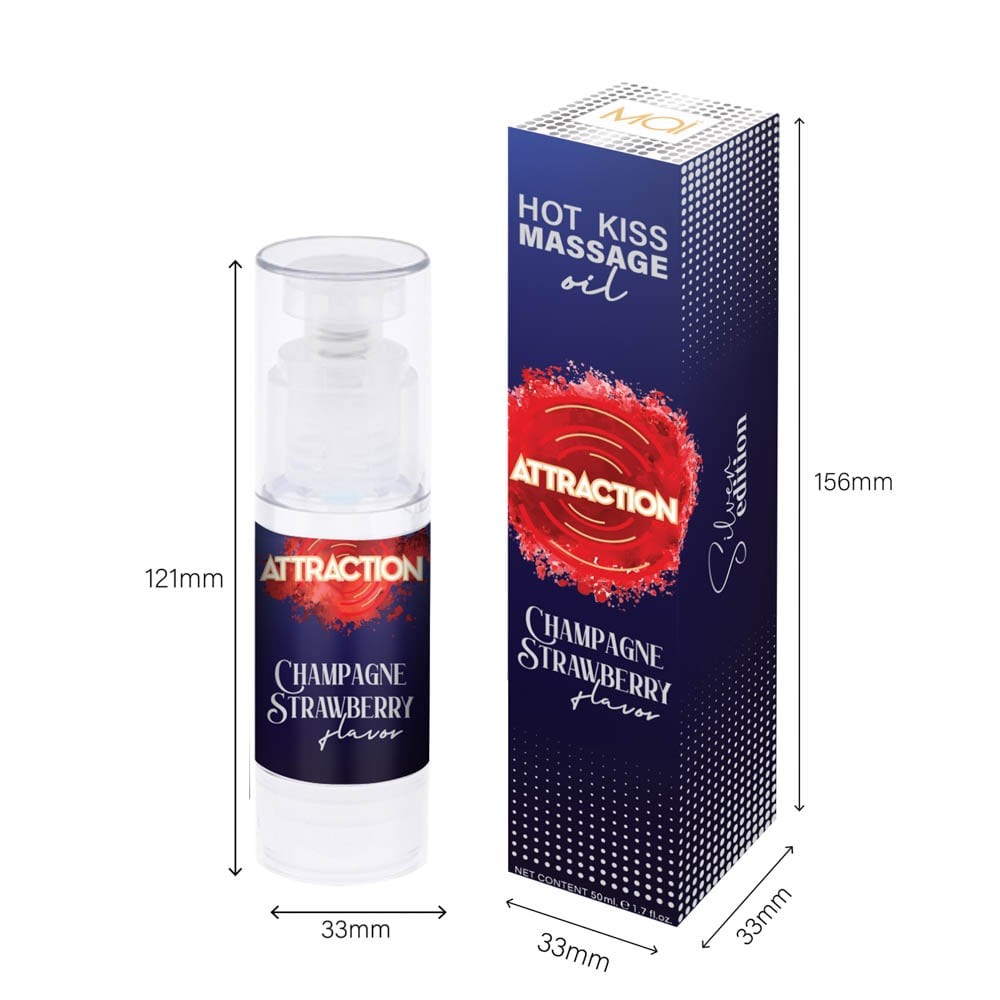 Attraction Champagne Strawberry - Ulei de Masaj Comestibil cu Aroma Capsuni, 50 ml - detaliu 2