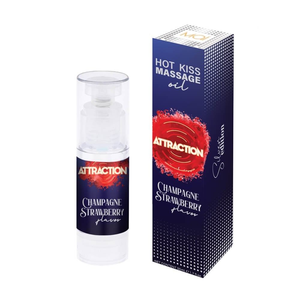 Attraction Champagne Strawberry - Ulei de Masaj Comestibil cu Aroma Capsuni, 50 ml - detaliu 5