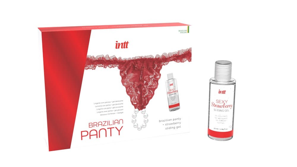 Brazilian Panty - Set bikini și lubrifiant, roșu - detaliu 2