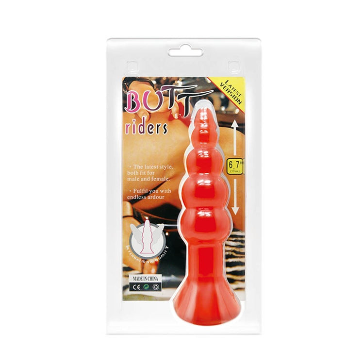 Butt Riders Anal Plug Red - Dop Anal cu Ventuza, 17 cm - detaliu 1