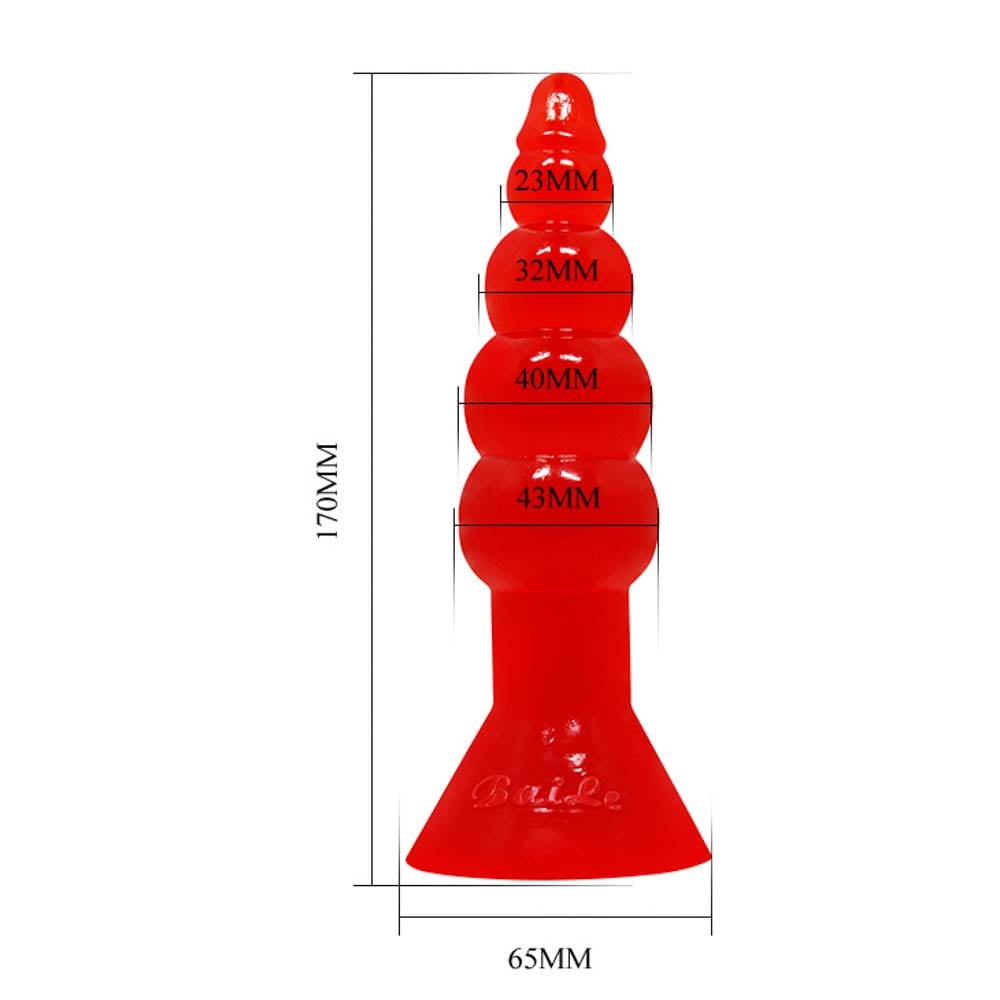 Butt Riders Anal Plug Red - Dop Anal cu Ventuza, 17 cm - detaliu 4