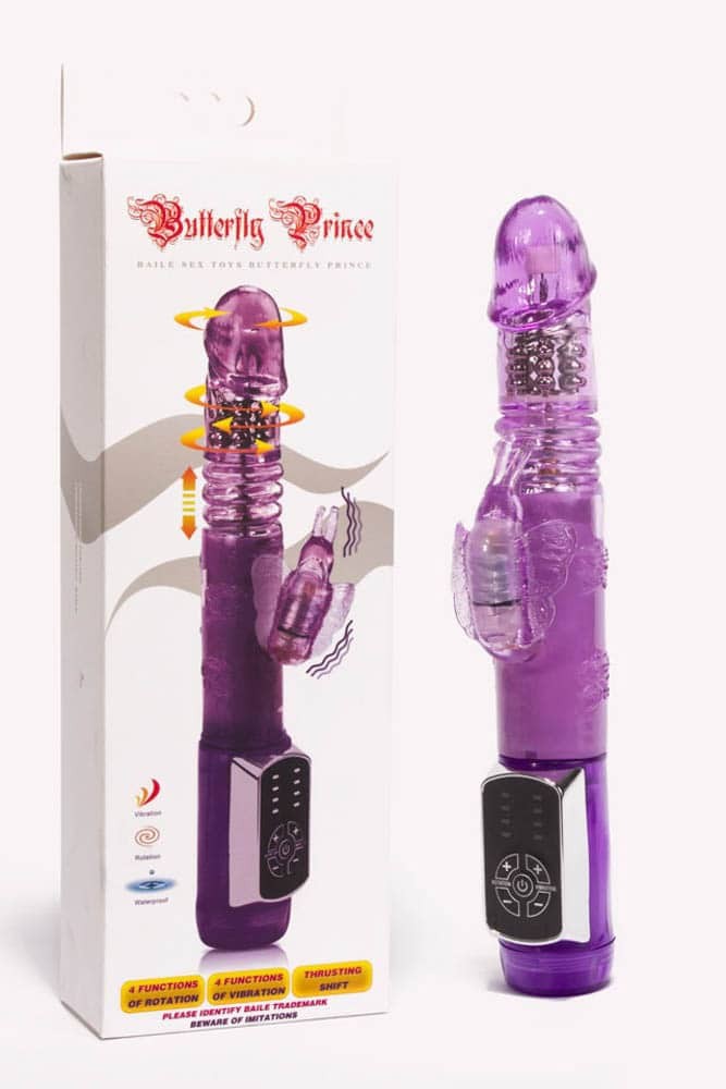 Butterfly Prince - Vibrator Rabbit Violet, 24x3.5 cm - detaliu 3