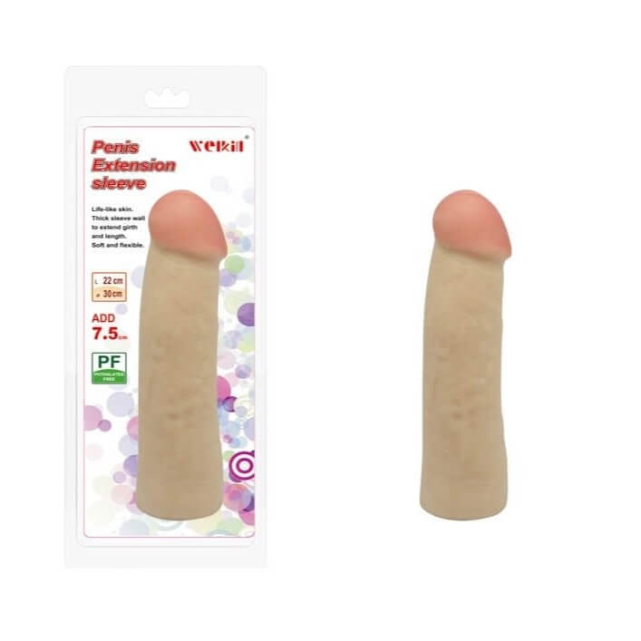 Charmly No 2 - Manșon prelungitor penis realist, 22 cm, crem