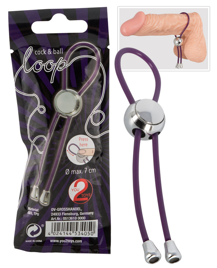 Cock & Ball Loop - Inel pentru Penis Ajustabil, 11 cm