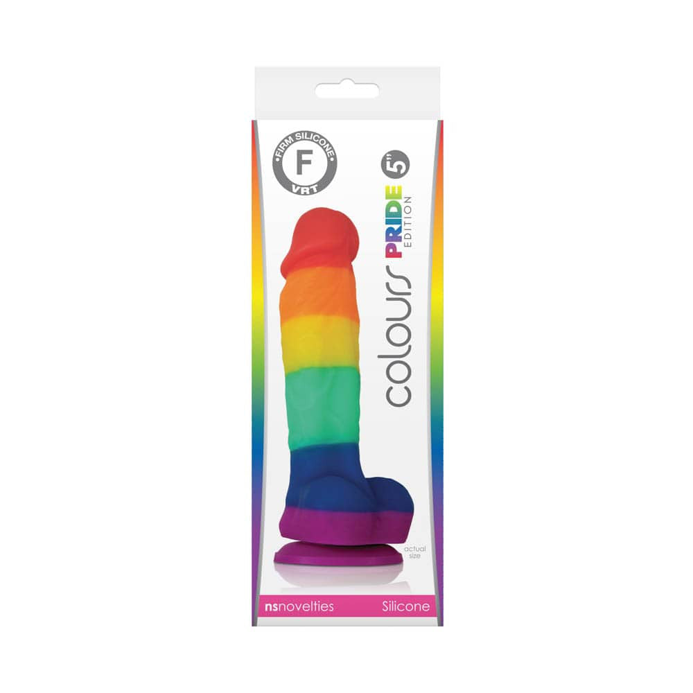Colours Pride Edition - Dildo Realist din Silicon cu Culorile Curcubeului, 17,5 cm