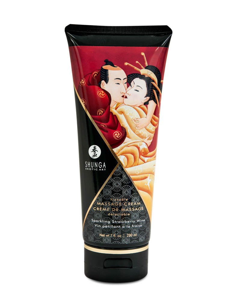 Crema pentru Masaj Erotic Shunga Sparkling Strawberry Wine, 200 ml