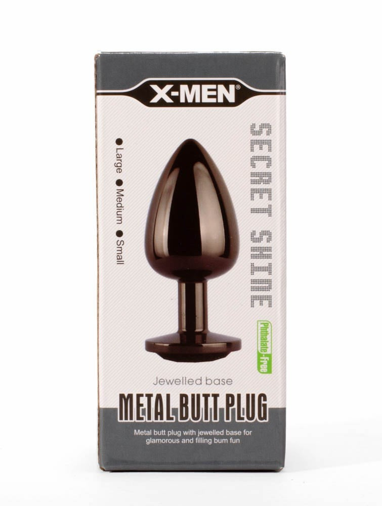 Dop Anal X-MEN Secret Shine Metal Butt Plug Gun Colour L, 9,5 cm - detaliu 4