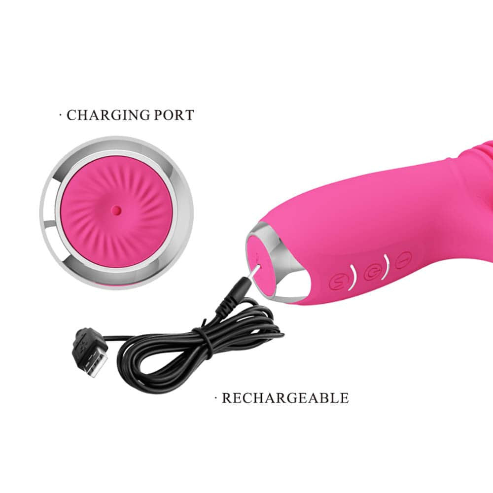 Dorothy - Vibrator iepuraș cu funcție Împingere, roz, 19.7 cm - detaliu 3
