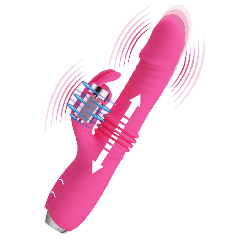 Dorothy - Vibrator iepuraș cu funcție Împingere, roz, 19.7 cm - detaliu 8
