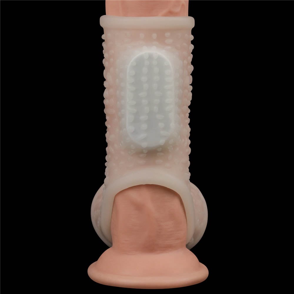 Drip Knights Ring -Manson pentru Penis si Scrot cu Vibratie, Alb, 13,3 cm - detaliu 4