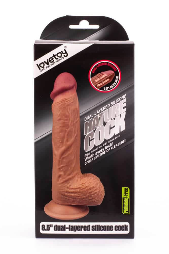 Dual-layered - Dildo realist, maro, 21.5 cm - detaliu 2