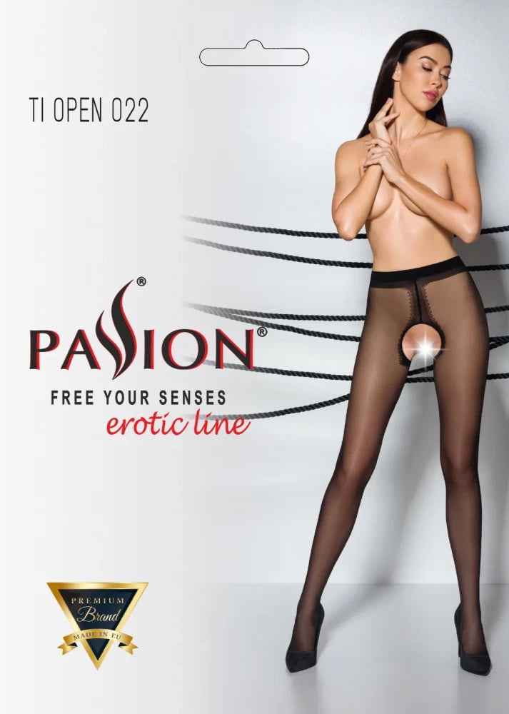 Erotic Line - Ciorapi sexy cu decupaj, negru, S/M
