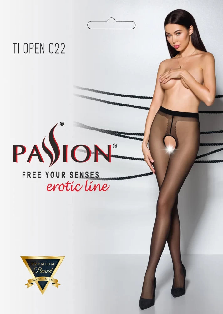 Erotic Line - Ciorapi sexy cu decupaj, negru/roșu, L/XL